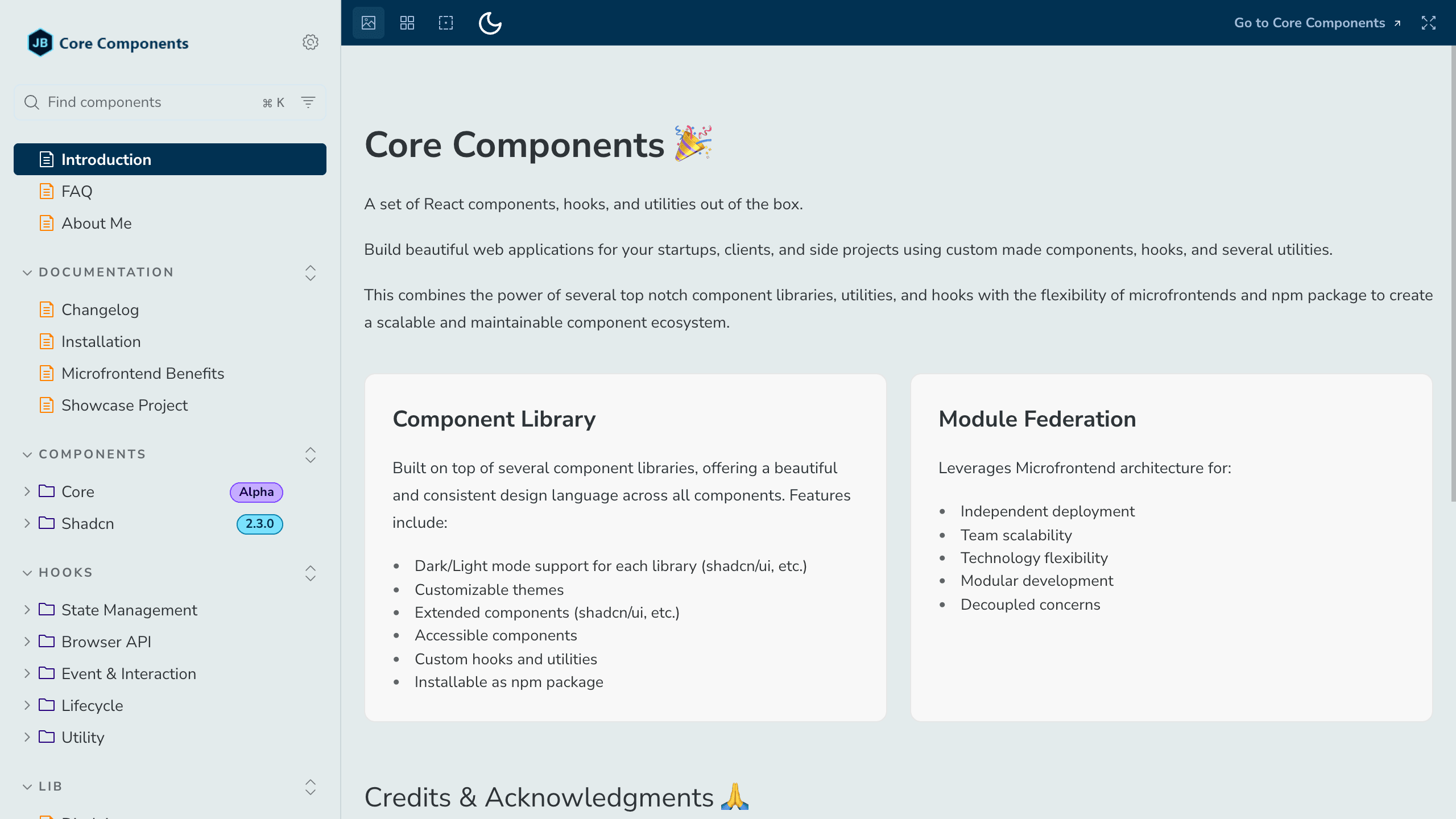 Core Components library screenshots 2